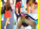 ❦露出度の激しいギャル系お姉さんを粘着し逆さ撮り！！❦
