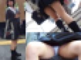 電車内で服●女の周囲を気にしない大開脚パンチラ盗撮動画