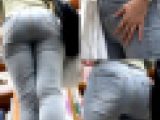 デニム逆さという奇跡 史上最高のまん丸デカ尻スキニー 【街中風景098】