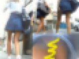 あっさり拝めた股下wwパンチラ率高すぎなくらい短いミニスカギャルを逆さ撮り！！