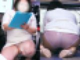 同業者パンチラ　生々しい割れ目　蒸れたお尻とスケスケパンティー